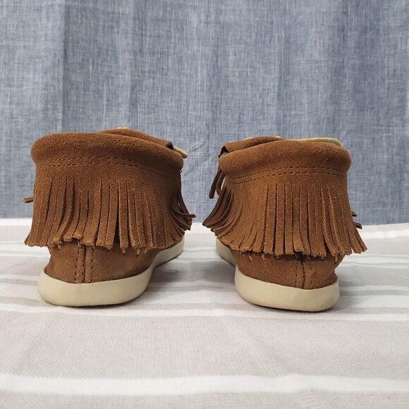 Minnetonka Venice Suede Leather Boho Fringe Bootie Hard SoleBrown Women’s 7 - Picture 11 of 11